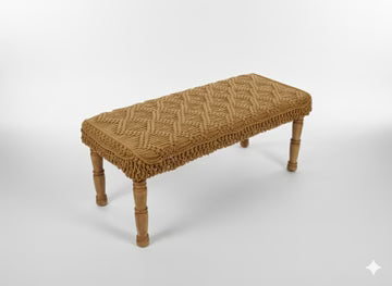 3 ft Beige Macrame Bench