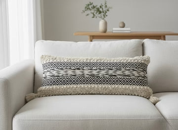 Black Boho Lumbar Cushion