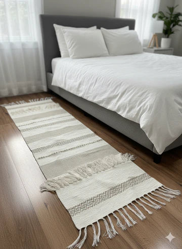 Beige Boho Bedside Runner – 2 x 6 Feet