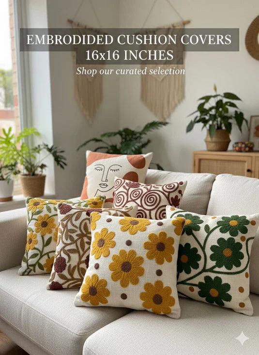 Embroidered Cushion Covers - 16×16