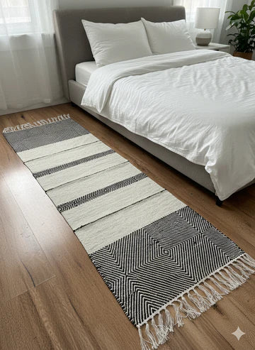 Black Boho Bedside Runner – 2 x 6 Feet