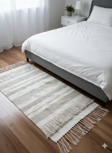 Beige Boho Bedside Runner – 3 x 5 Feet