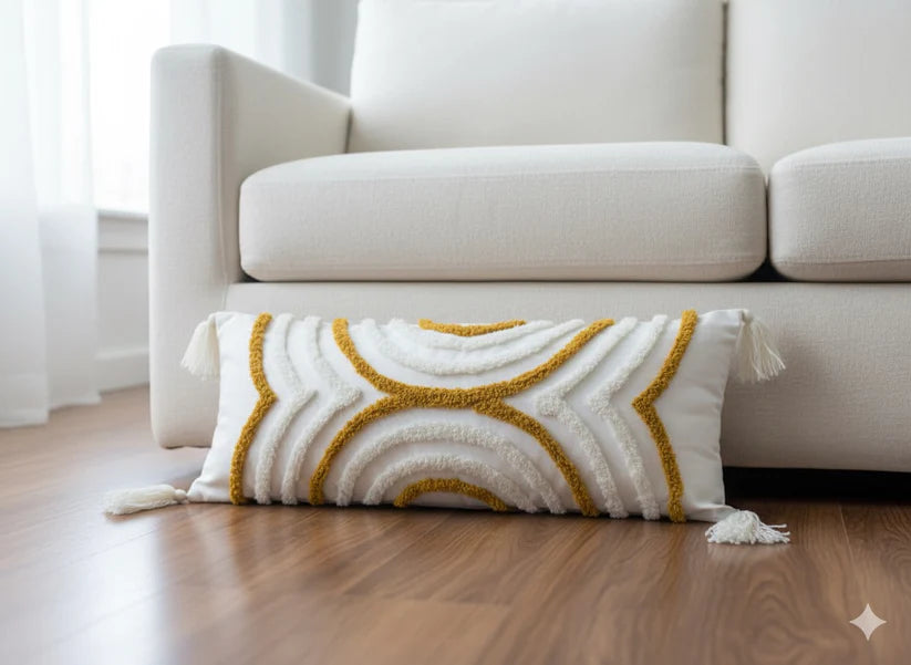 Mustard Circle Lumbar Cushion