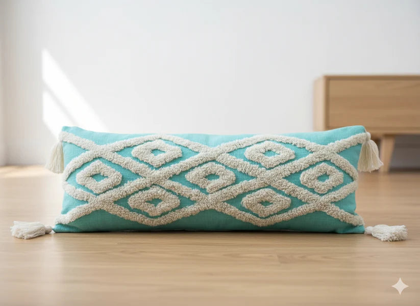 Teal Green Diamond Lumbar Cushion