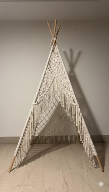 8 Feet White Macramé Teepee Tent